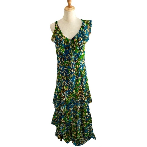 Robbie Bee One Shoulder Multicolor Ruffled Tiered Maxi Dress Size 14 - Picture 1 of 7